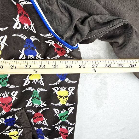 Vintage Dido Apparel Track Jacket Mens XXL Skulls Swords Rhinestone Crown Y2K - Picture 11 of 12